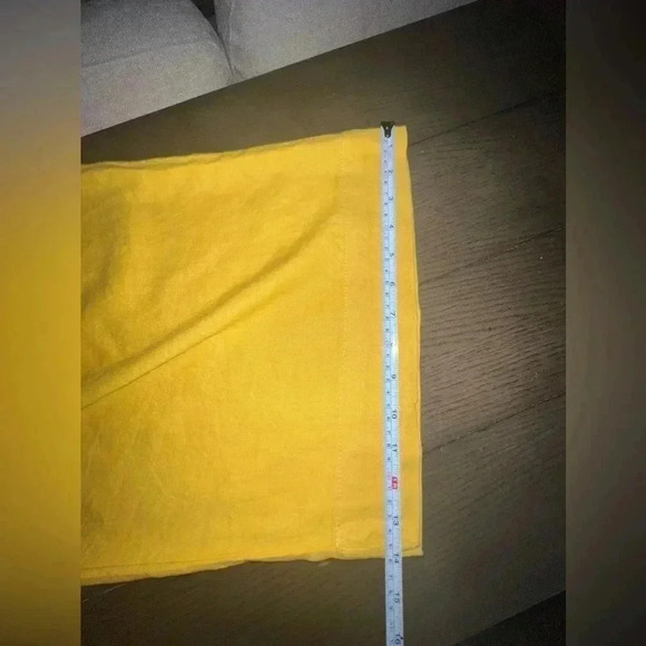 Chelsea & Theodore Linen blend Wide Leg cropped Pant Sz 12 Mustard - Picture 9 of 11